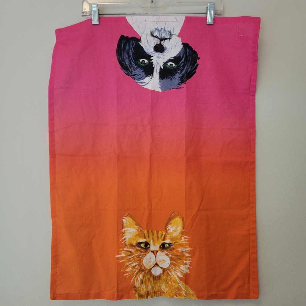 NWT Anthropologie Carole Akins Furry Friends Dish Towel